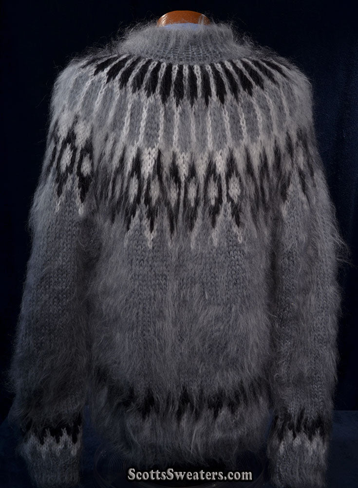 Men's Henley-style Hand-Knit mohair sweater
