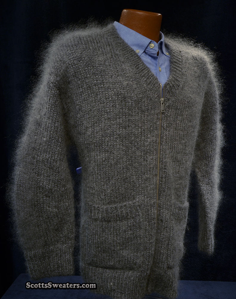 Men's Luxuriously Soft Zipper-front Mohair cardigan Sweater