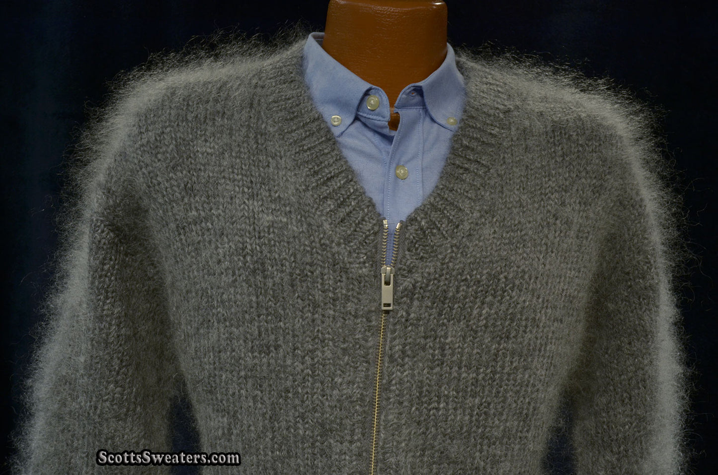 Men's Luxuriously Soft Zipper-front Mohair cardigan Sweater