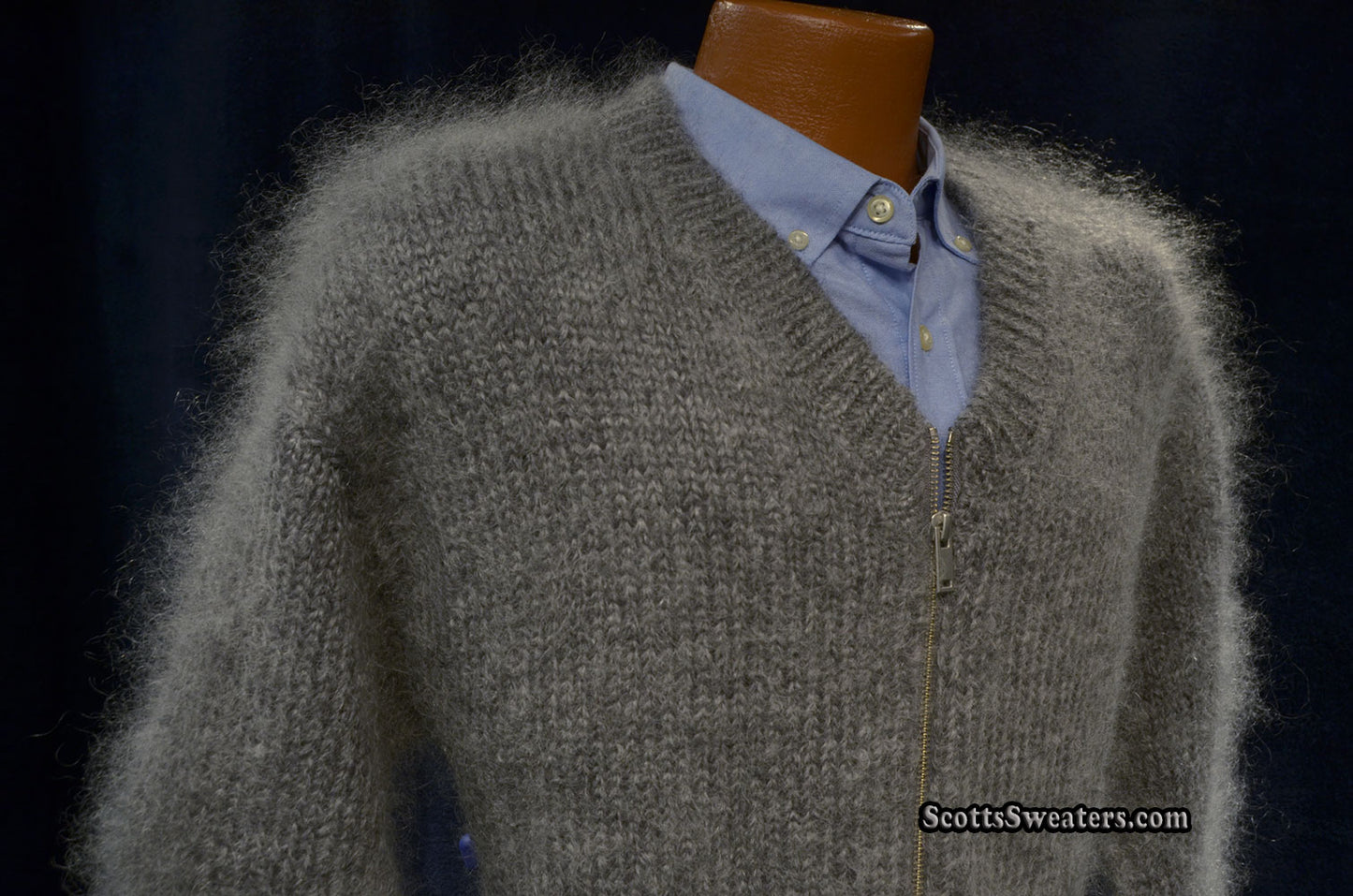 Men's Luxuriously Soft Zipper-front Mohair cardigan Sweater