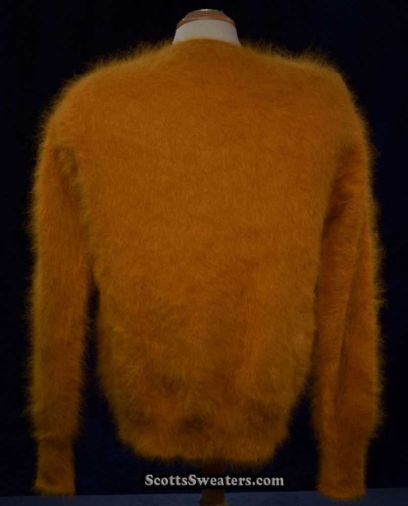 Woman's gold ultra-soft angora cardigan sweater medium size button-front by Scott's Sweaters