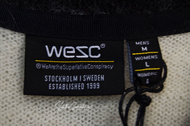 WeSC skateboarder street wear mohair cardigan sweater label medium size Sweden brand