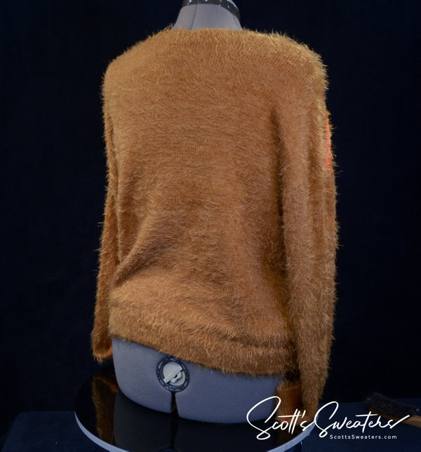 Woman's Fuzzy Golden-brown Plush Eyelash Crewneck Sweater by Abound Helena
