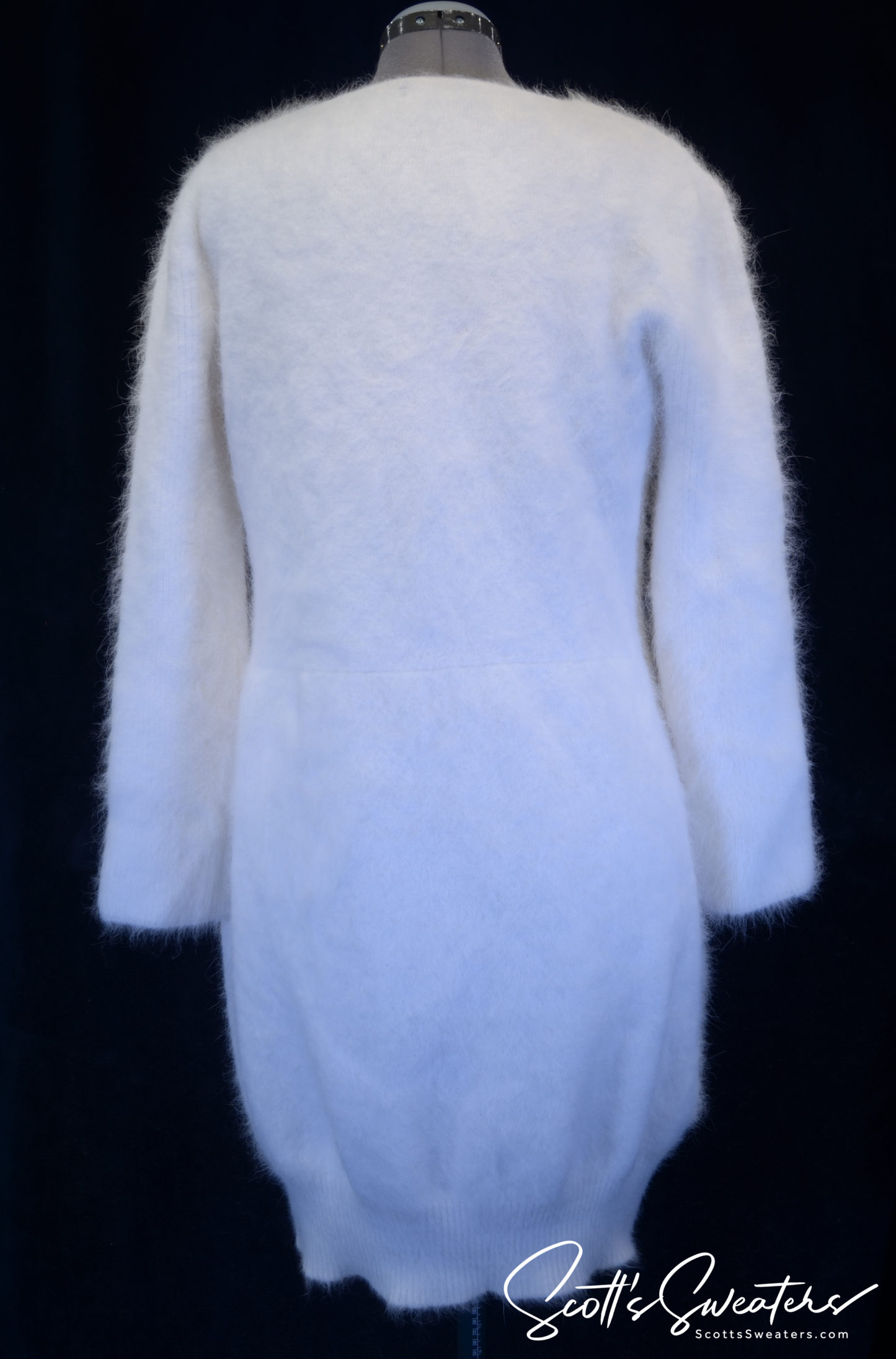 Woman's Soft and Fuzzy Angora Ivory Jewel-neck Sweaterdress