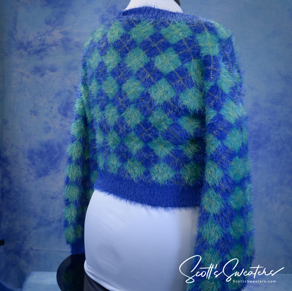 Women's Argyle Cardigan eyelash style sweater