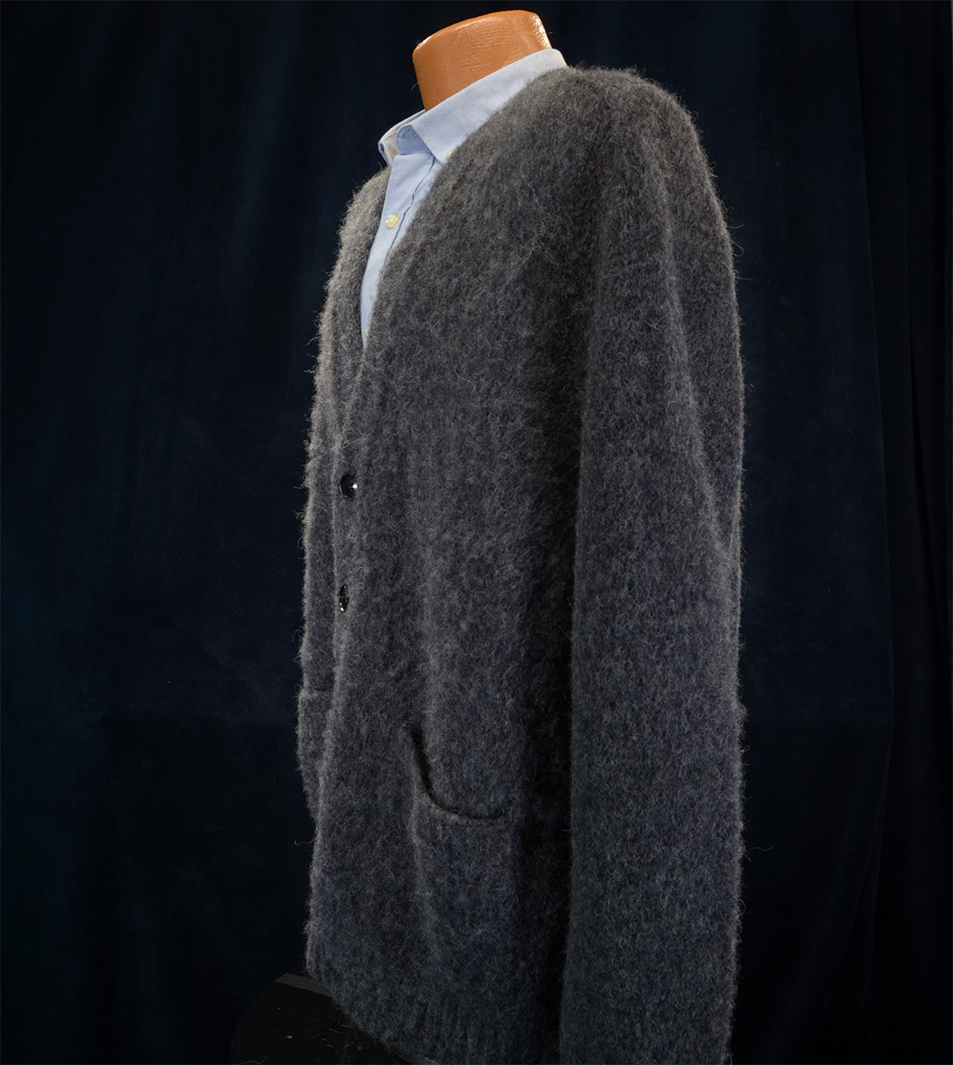 Men's black soft alpaca cardigan sweater with button front and pockets by Banana Republic