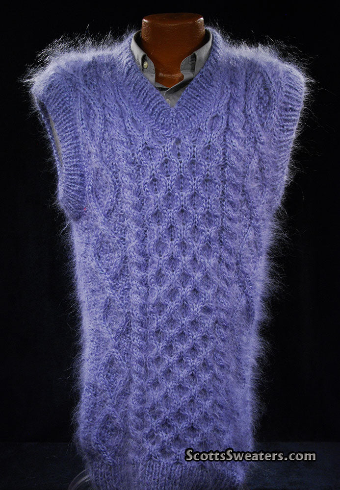 Handgestrickte ärmellose Pulloverweste aus Mohair für Herren