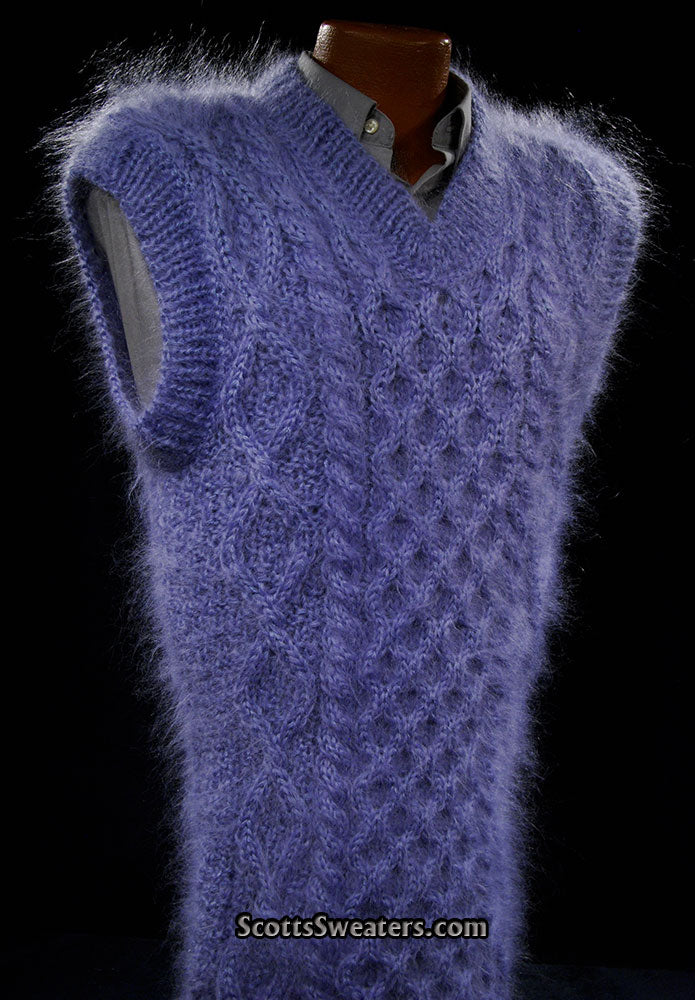 Handgestrickte ärmellose Pulloverweste aus Mohair für Herren