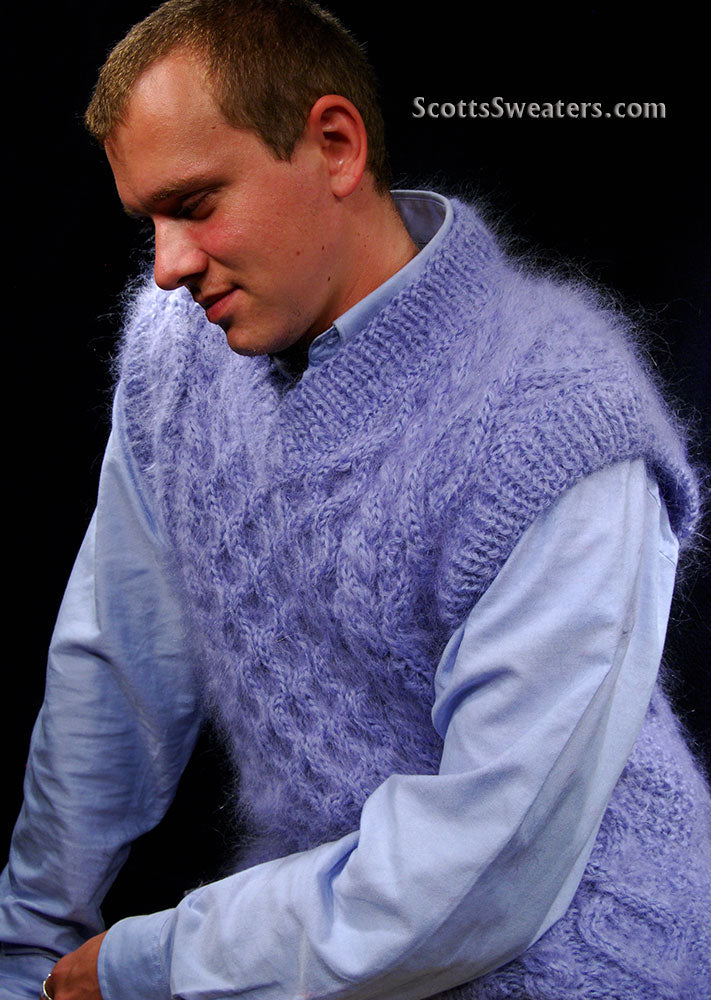 Handgestrickte ärmellose Pulloverweste aus Mohair für Herren