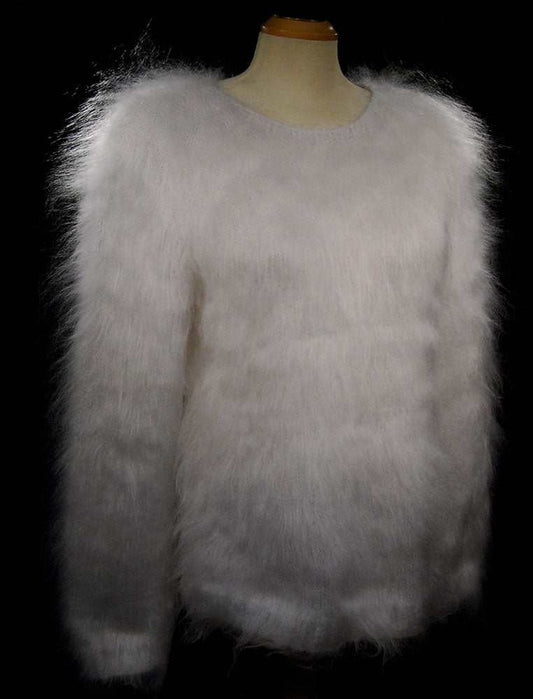 Women's Mohair Sweater Fuzzy Hand-Knit Pullover