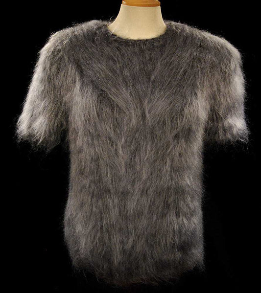 Woman's hand-knit gray mohair short-sleeve sweater by Scott's Sweaters medium to XL