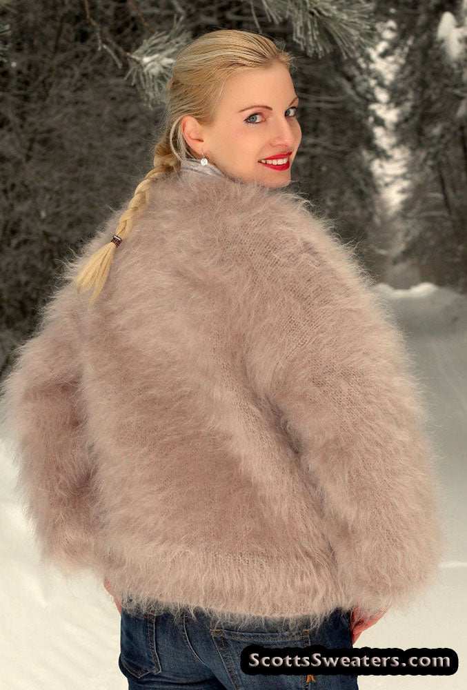 Woman's Hand-Knit Beige Mohair Sweater