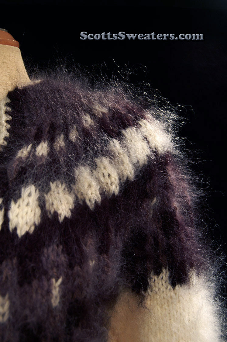 Unisex Zipper-Front Icelandic Handknit Cardigan Style Mohair Sweater
