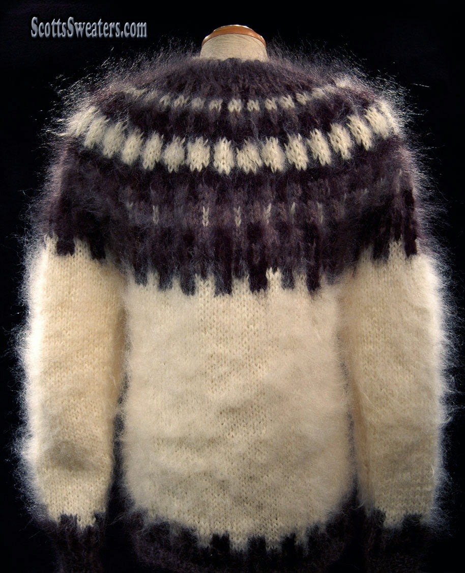 Unisex Zipper-Front Icelandic Handknit Cardigan Style Mohair Sweater