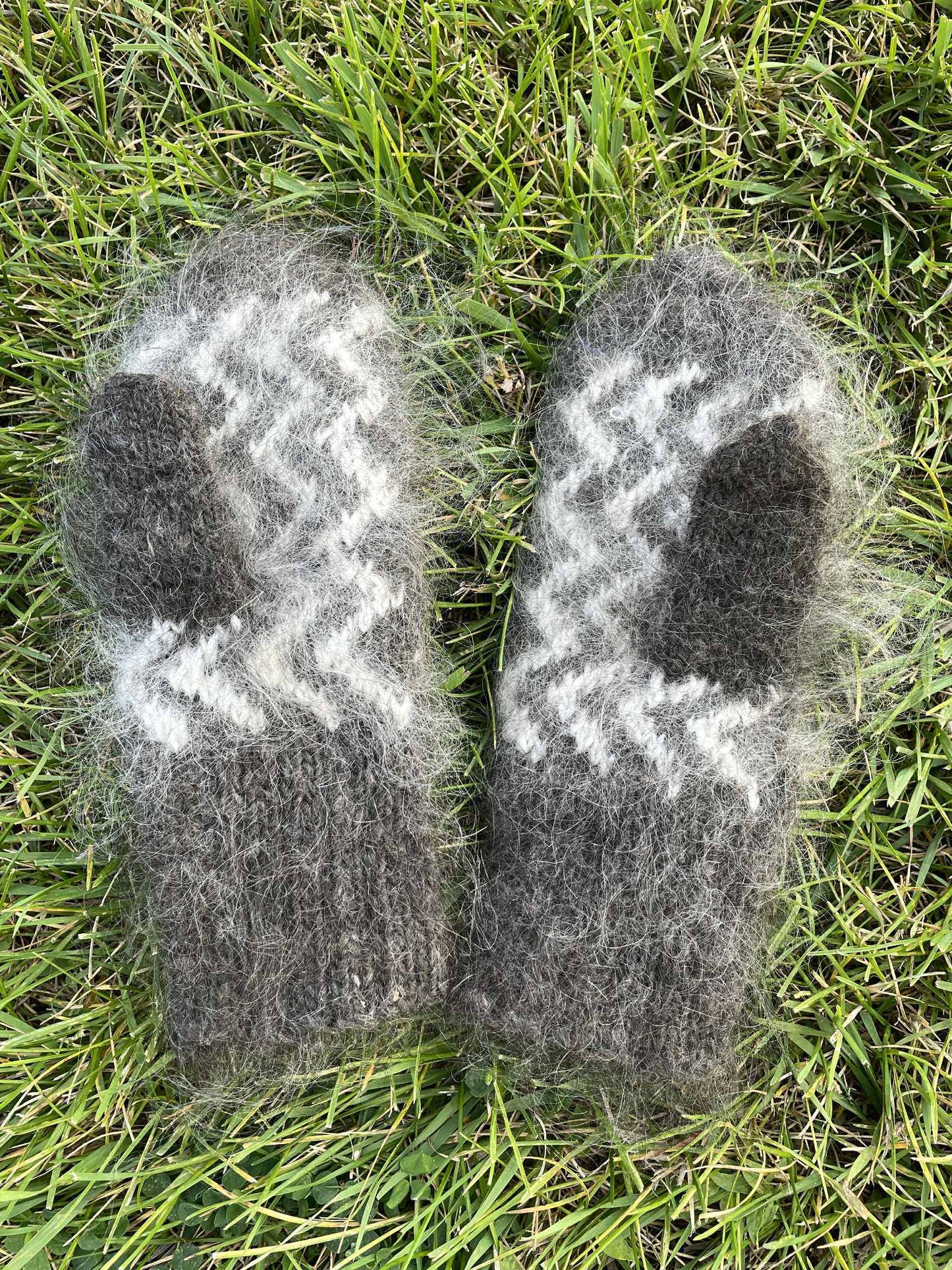 Handknit fluffy Angora and Mohair mittens from Siberia