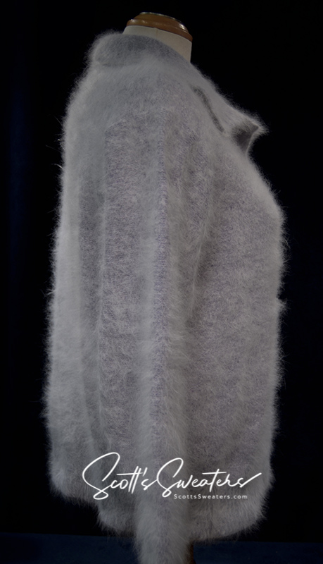 Grey woman's angora polo-neck sweater in small/medium size displayed on mannequin