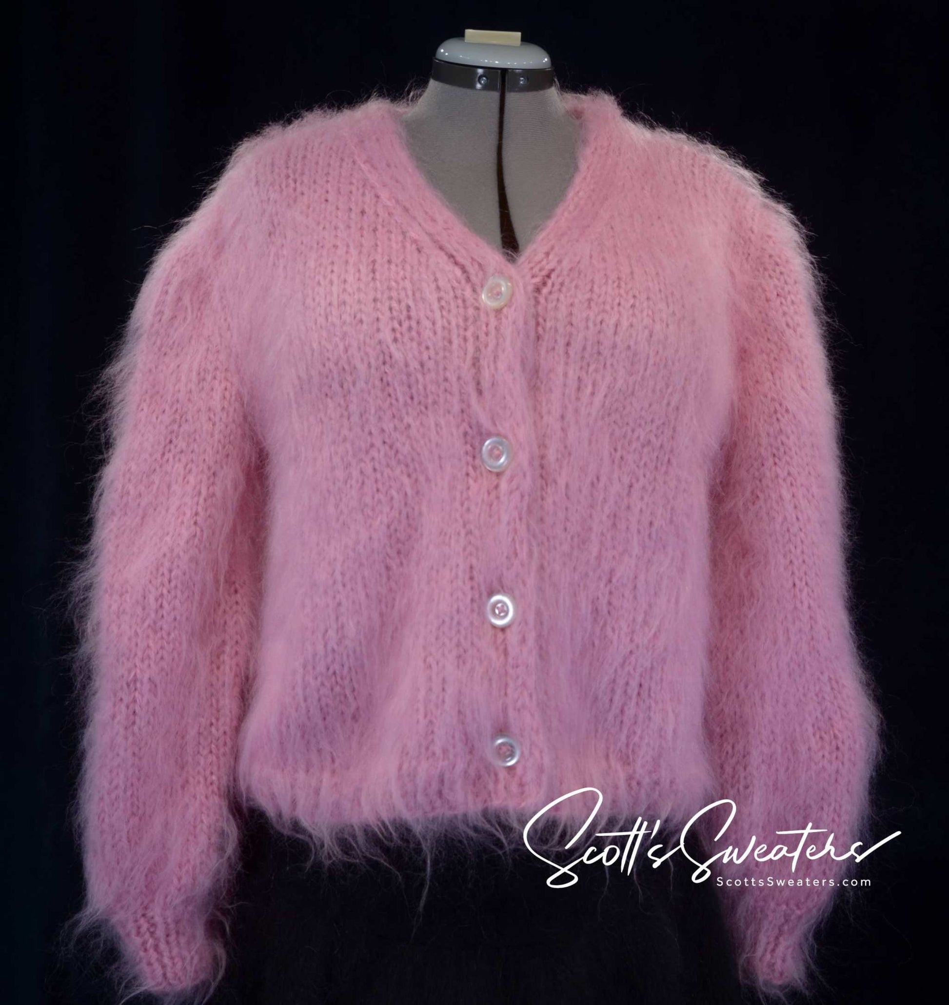 Pink Women's Mohair Cardigan Sweater