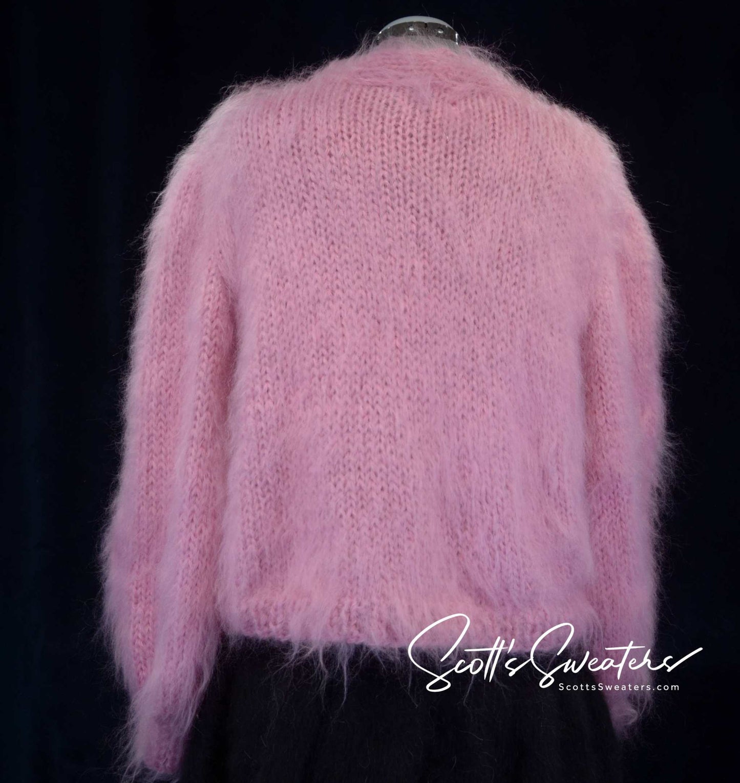 Pink Woman's Mohair Cardigan Sweater - Hand-Knit X-Large - 2X-Large