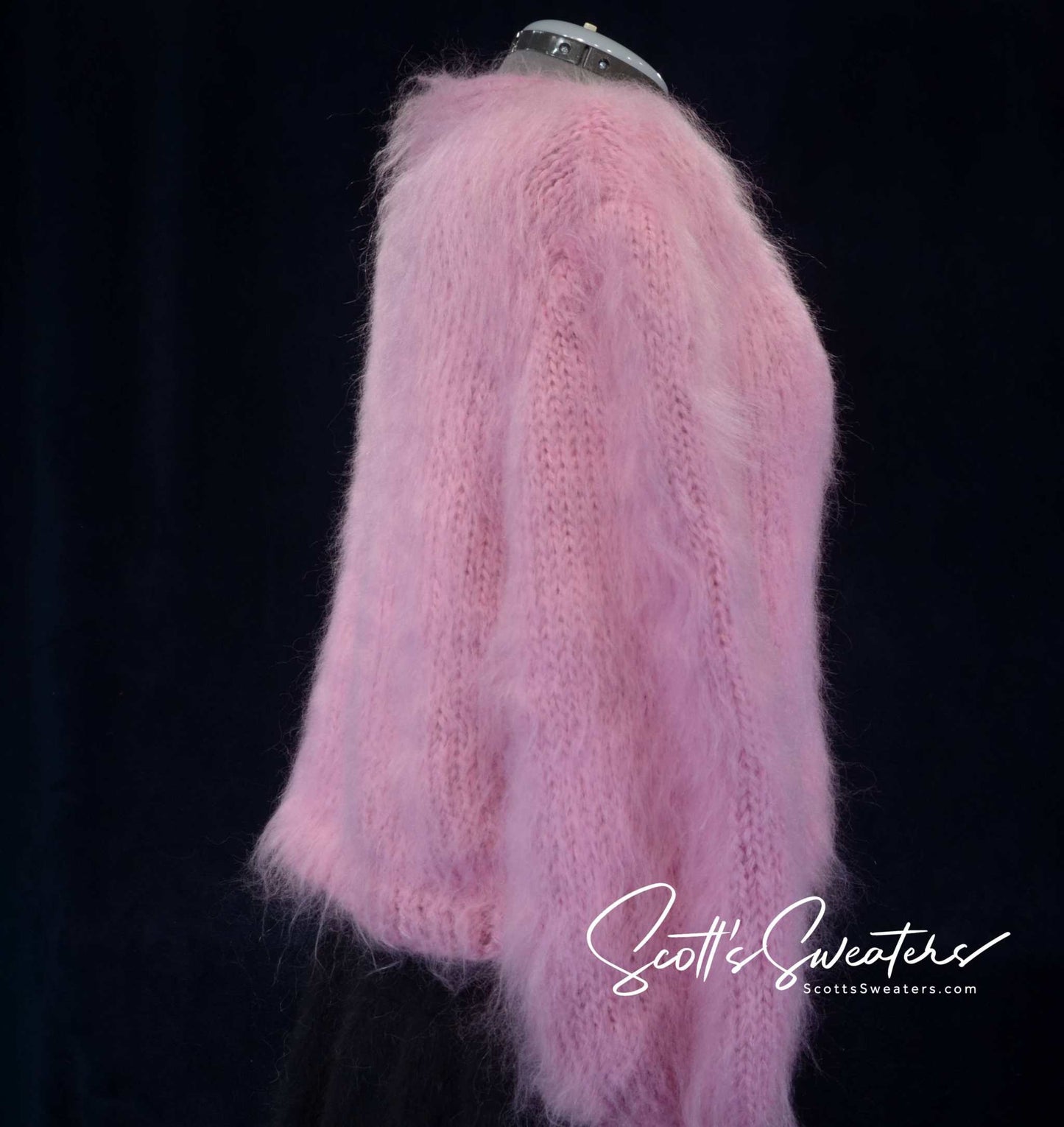 Pink Woman's Mohair Cardigan Sweater - Hand-Knit X-Large - 2X-Large