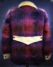 Girl's colorful vintage brushed Scottish mohair coat with cream accents, size 14