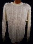 Men's white cableknit mohair crewneck sweater by Giorgio Laui large XL