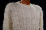 Men's white cableknit mohair crewneck sweater by Giorgio Laui in large size