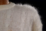 Men's white cableknit mohair crewneck sweater by Giorgio Laui in large/x-large size