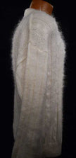 Men's white cableknit mohair crewneck sweater by Giorgio Laui large XL