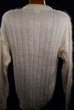 Men's white cableknit mohair crewneck sweater by Giorgio Laui in large size