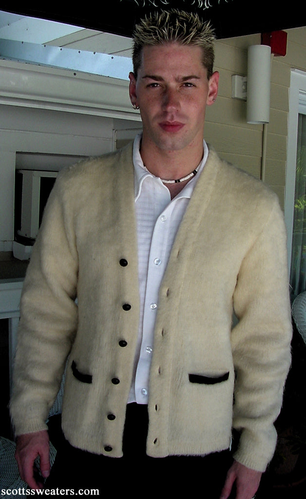 Seltener klassischer Retro-Mohair-Cardigan für Herren