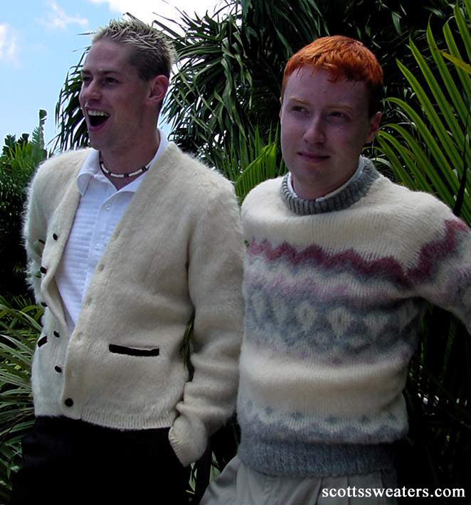 Seltener klassischer Retro-Mohair-Cardigan für Herren