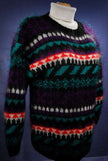 Woman's black multi-color striped mohair crewneck sweater medium size