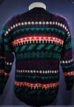 Woman's black multi-color striped mohair crewneck sweater back view
