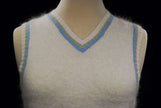 Girl's ivory angora sweater vest with pastel striped trim by Limited Too