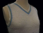 Girl's ivory angora sweater vest with pastel blue and green stripes on trim by The Limited Too, size 16