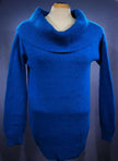 Woman's royal-blue cowlneck silk-angora sweater by Reference Point in size small