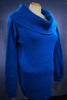 Woman wearing royal-blue cowlneck silk-angora sweater by Reference Point