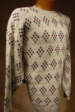 Men's retro crewneck sweater grayish-brown cotton with green and red design by Towncraft large size 48