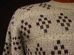 Grayish-brown men's retro crewneck sweater with green and red design by Towncraft, size large (48)