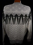 White-grey-black fuzzy retro crewneck mohair sweater by London Fog, size large