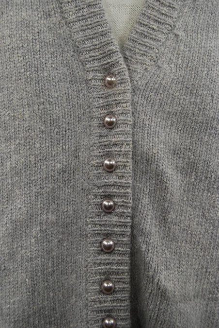 Woman's Grey Silk-Angora Cardigan Sweater
