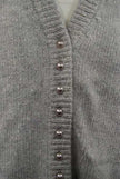 Woman's grey silk-angora cardigan sweater with pearl-like buttons size medium
