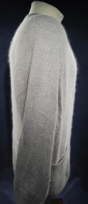 Woman's Grey Silk-Angora Cardigan Sweater