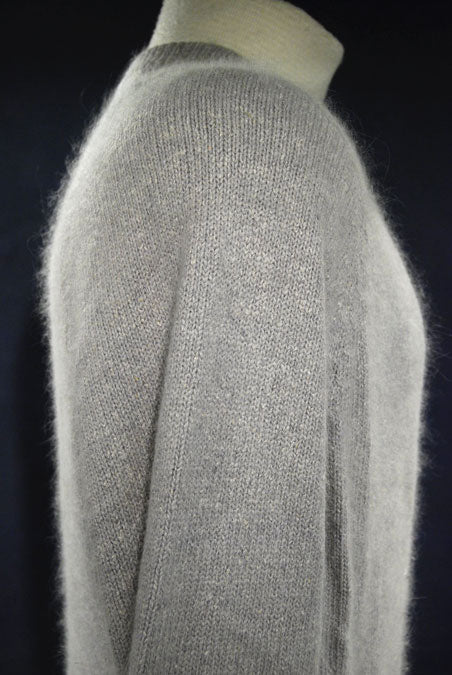 Woman's Grey Silk-Angora Cardigan Sweater