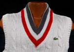 Men's classic retro Izod tennis sweater sleeveless vest with grey and red stripes