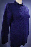 Woman's dark-blue hand-knit wool-acrylic rollneck sweater in navy blue, X-small size