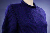 Woman's dark-blue hand-knit wool-acrylic rollneck sweater in X-small size