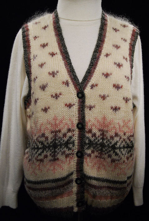 Woman's Ivory Mohair Cardigan Sweater Vest by St. John's Bay
