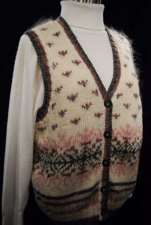 Woman's Ivory Mohair Cardigan Sweater Vest by St. John's Bay