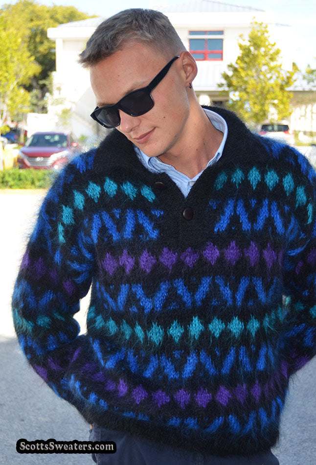 Men's Icelandic Polo-neck Mohair Sweater